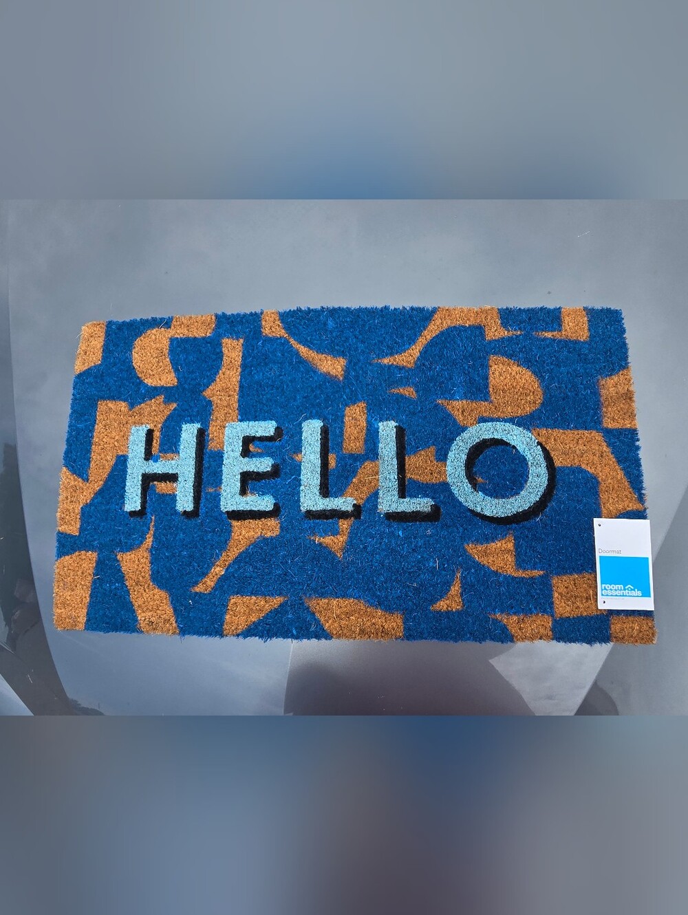 Room Essentials Blue and Tan 'HELLO' Welcome Mat